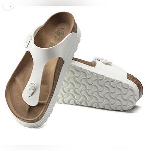 (Used)Birkenstock Papillio Gizeh Vegan Platform Sandals – White – Size 36 (US 6）